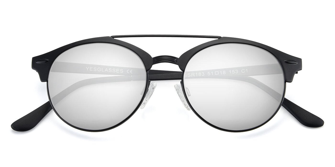 SSR183 - Black Flash Mirrored Sunglasses