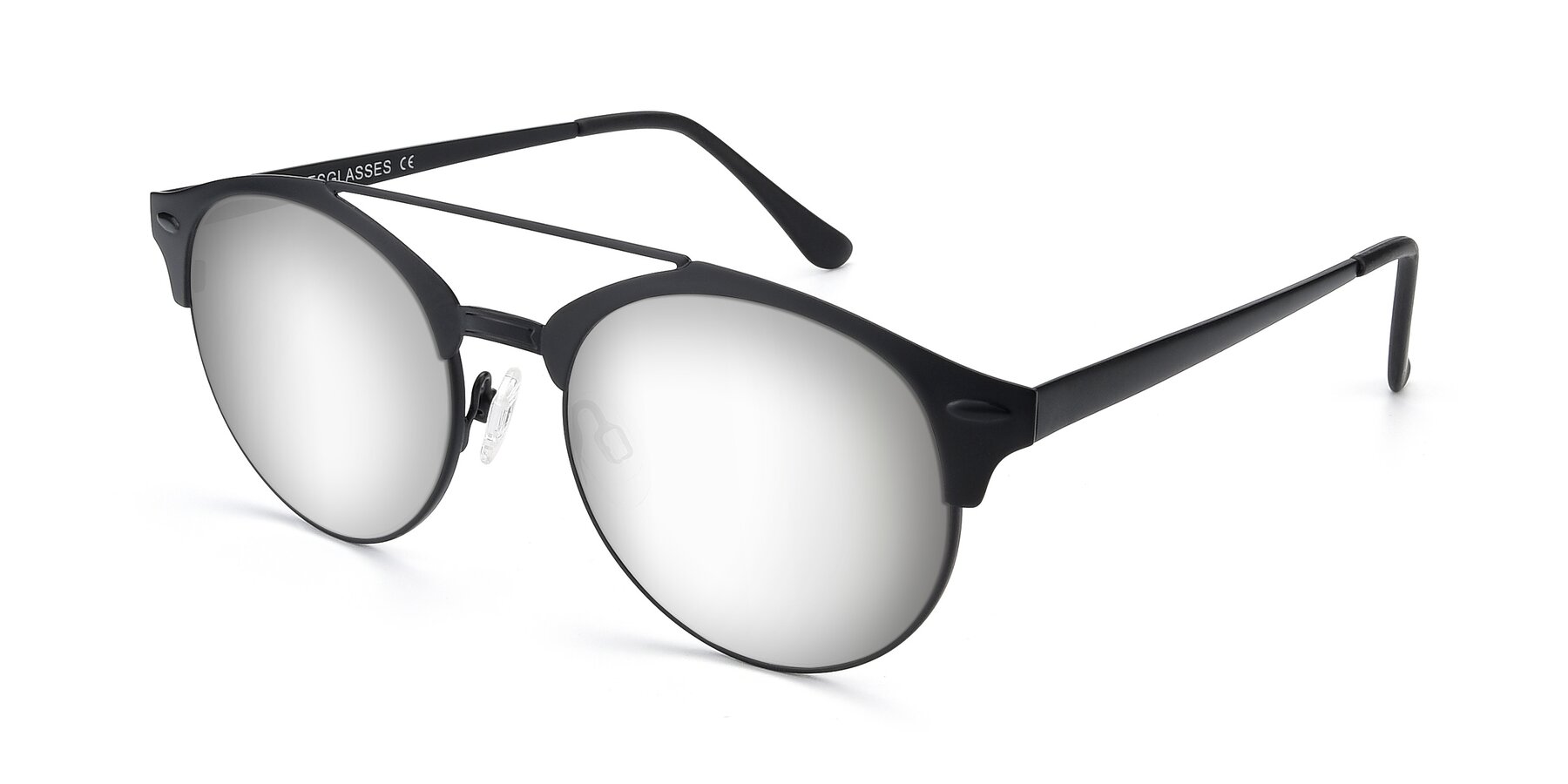 Angle of SSR183 in Black with Silver Mirrored Lenses