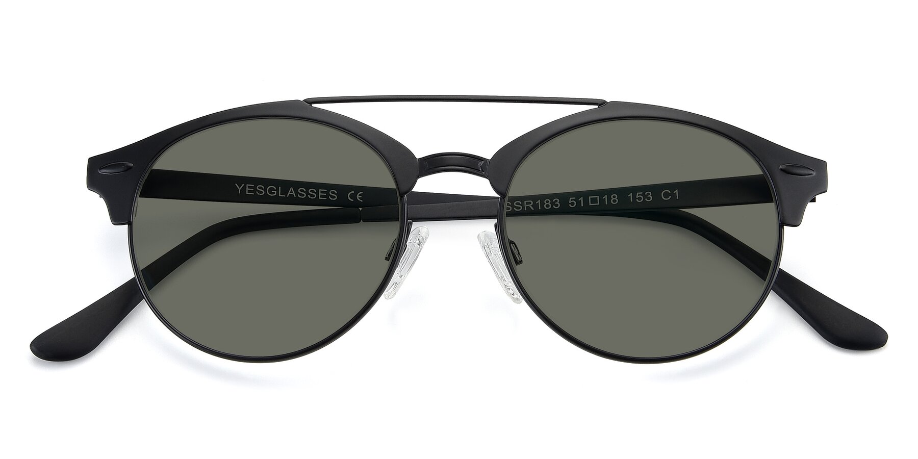 Folded Front of SSR183 in Black with Gray Polarized Lenses