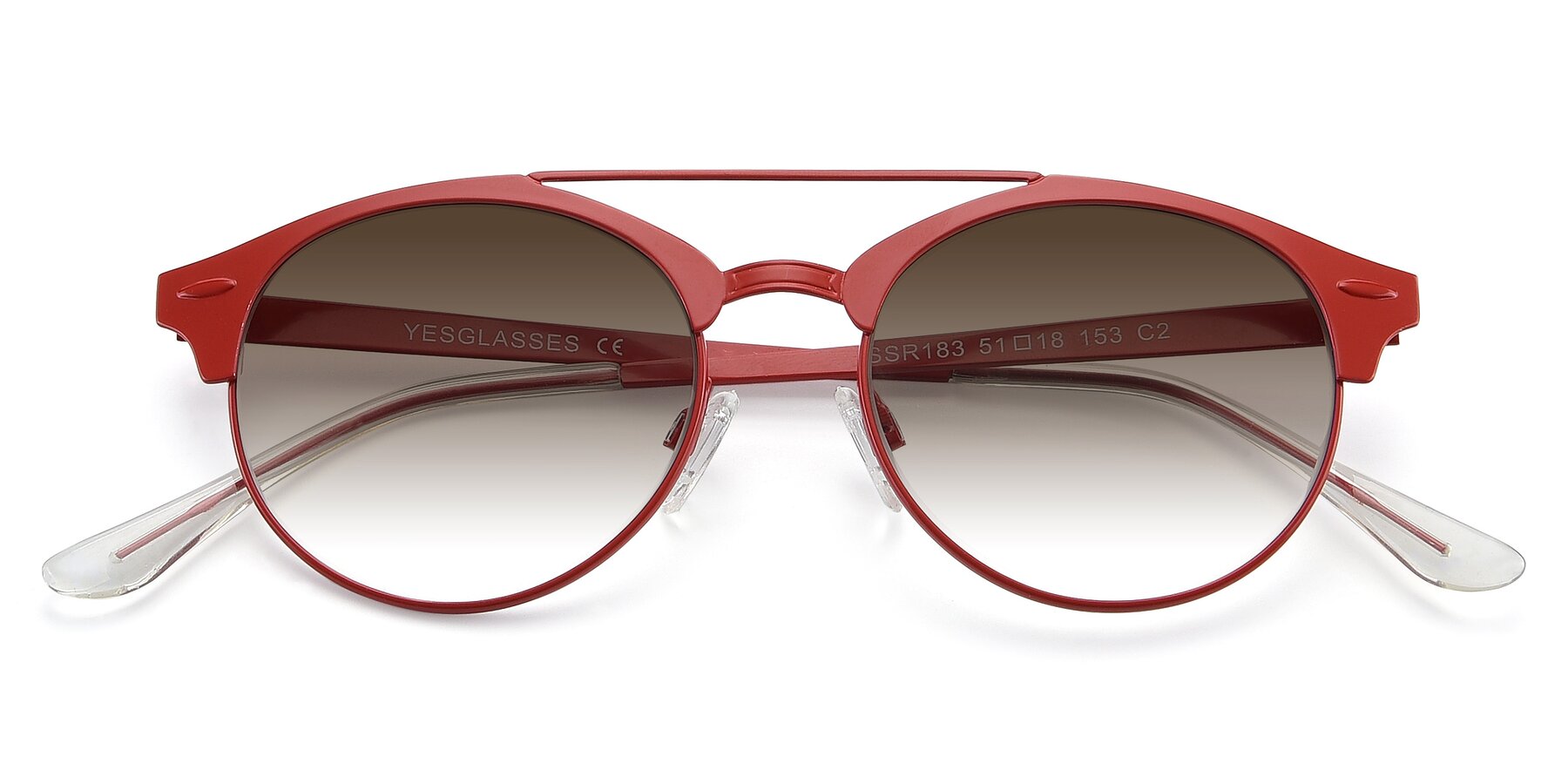 Folded Front of SSR183 in Red with Brown Gradient Lenses