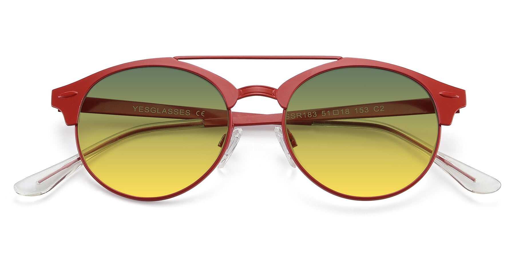 Folded Front of SSR183 in Red with Green / Yellow Gradient Lenses