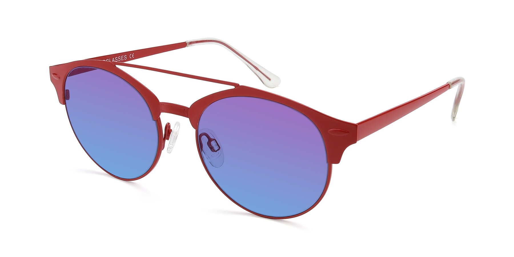 Angle of SSR183 in Red with Purple / Blue Gradient Lenses
