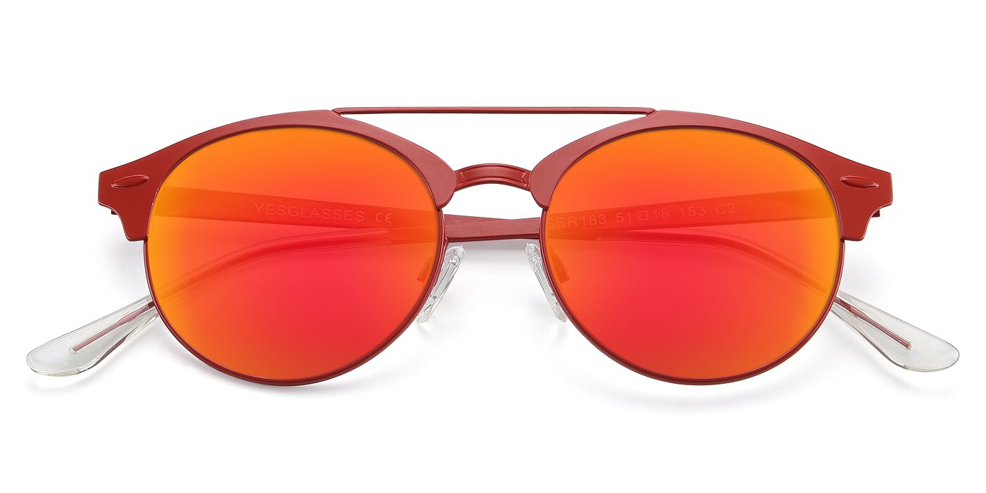 SSR183 - Red Flash Mirrored Sunglasses
