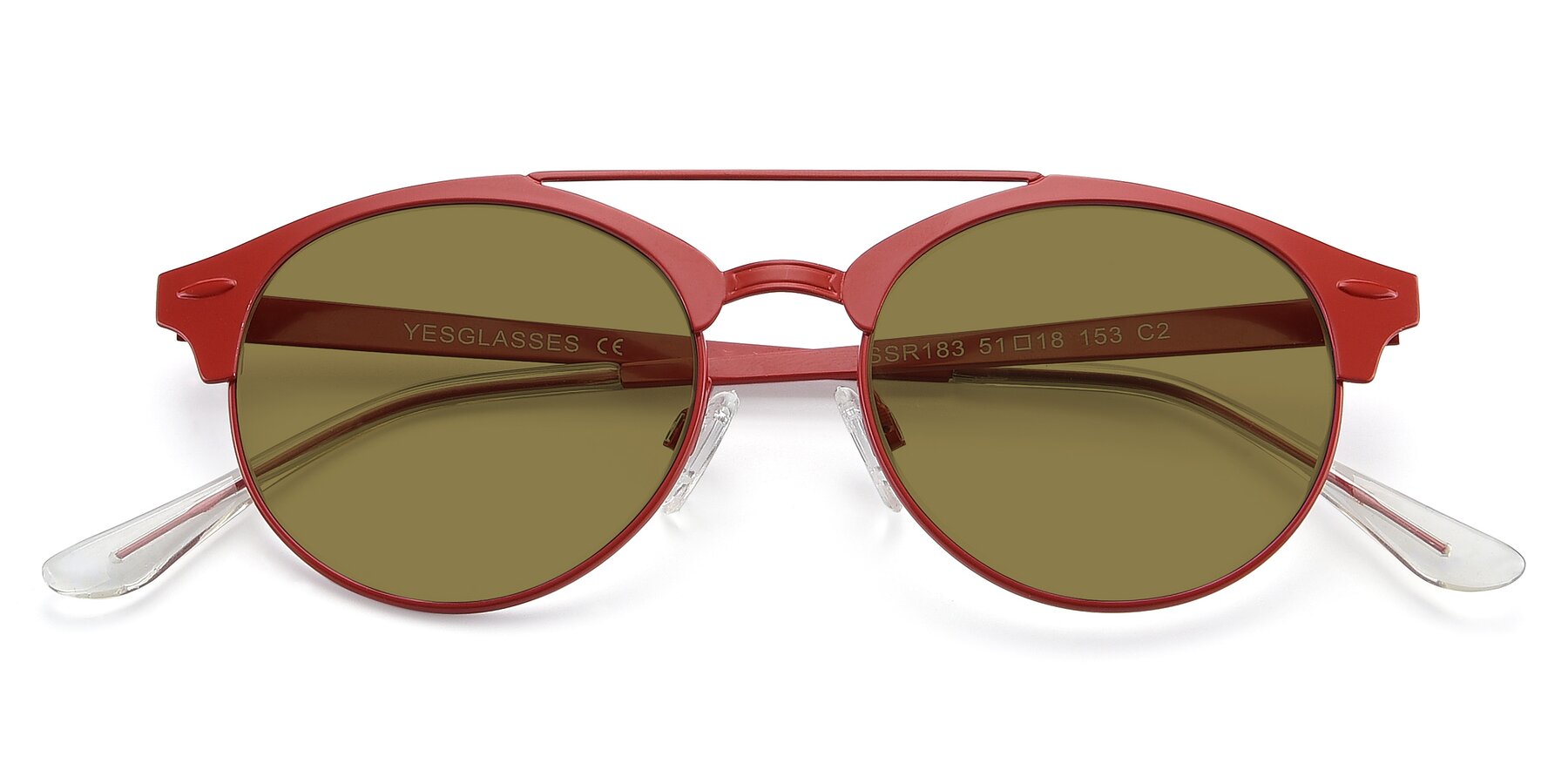 Folded Front of SSR183 in Red with Brown Polarized Lenses