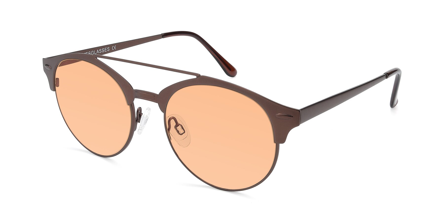 Angle of SSR183 in Chocolate with Light Orange Tinted Lenses
