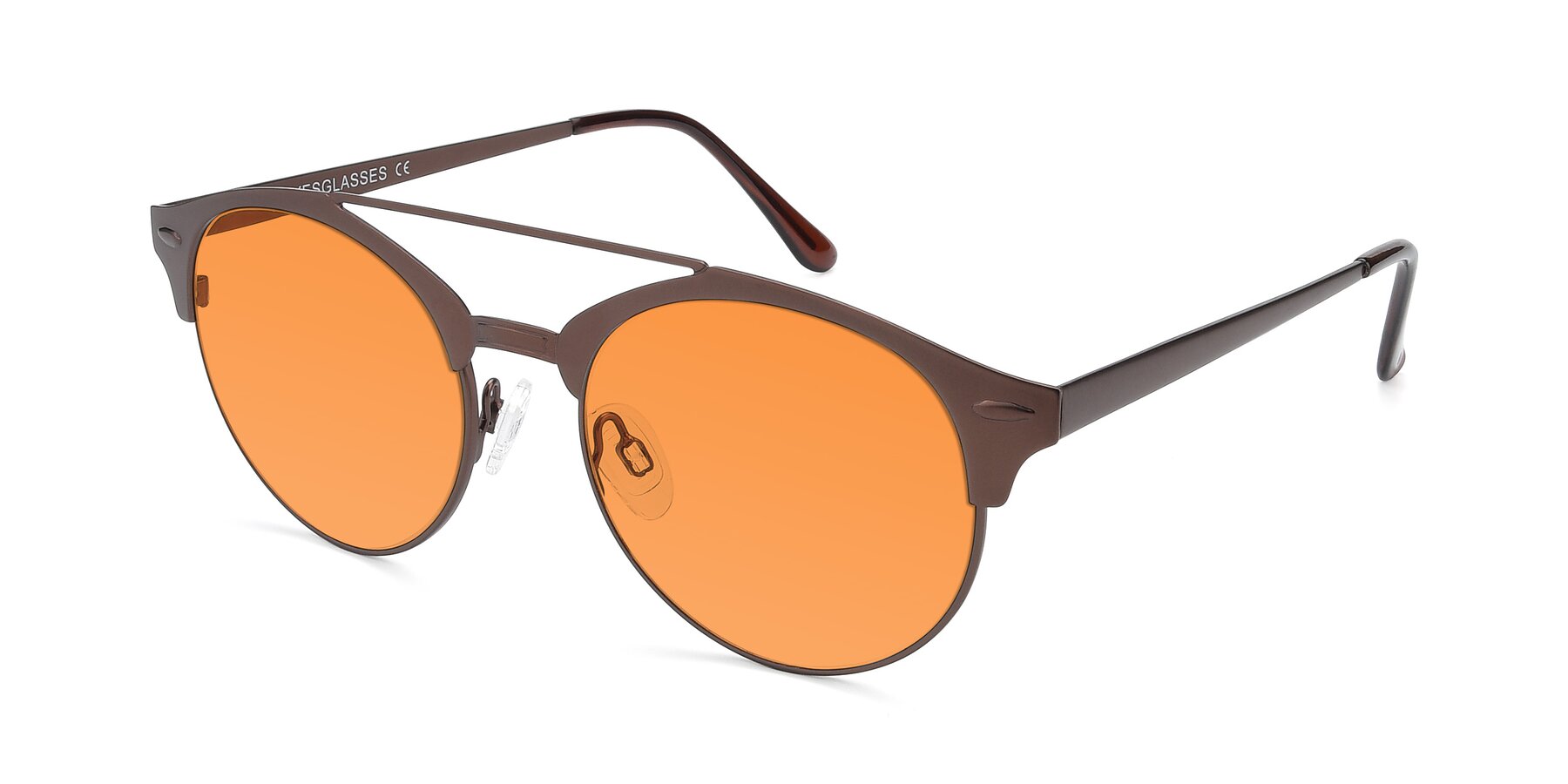 Angle of SSR183 in Chocolate with Orange Tinted Lenses