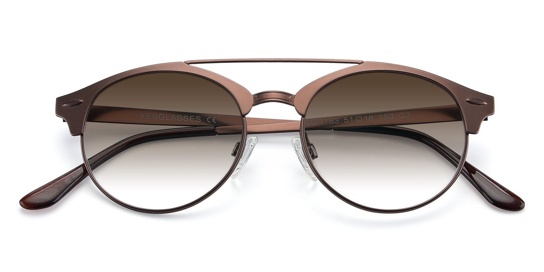 Folded Front of SSR183 in Chocolate with Brown Gradient Lenses