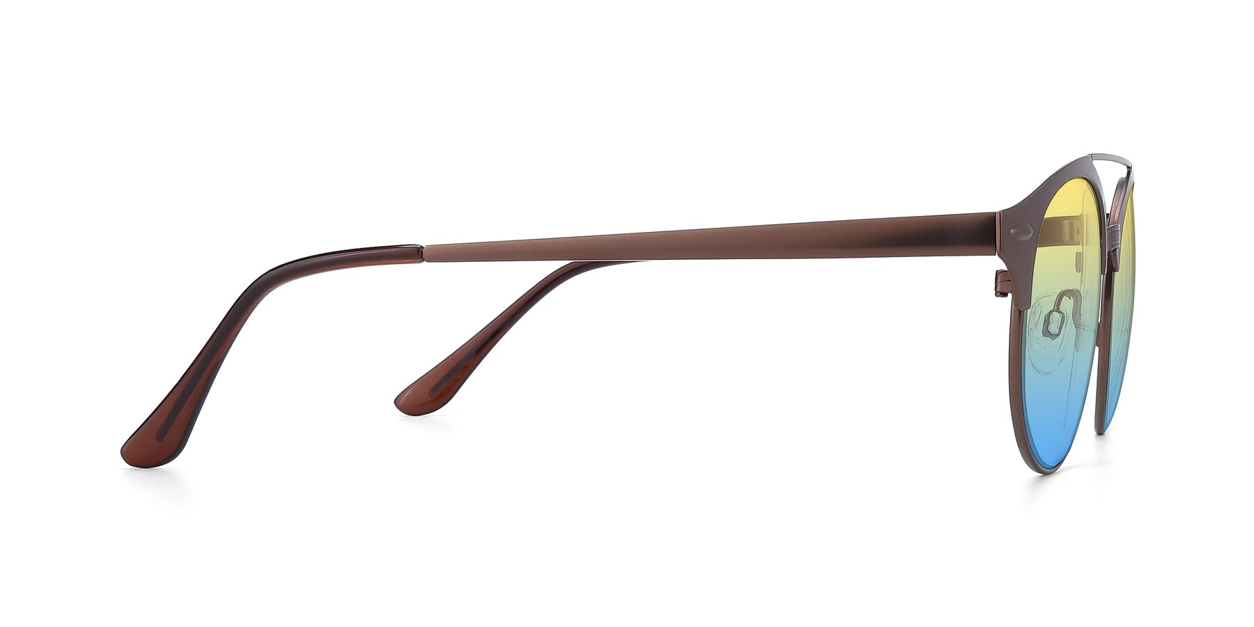 Side of SSR183 in Chocolate with Yellow / Blue Gradient Lenses