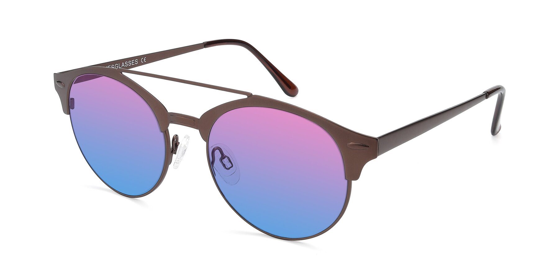 Angle of SSR183 in Chocolate with Pink / Blue Gradient Lenses