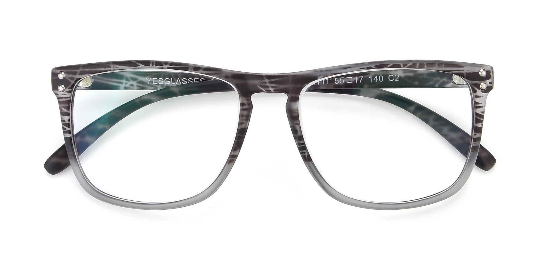 Folded Front of SSR411 in Translucent Floral Grey with Clear Blue Light Blocking Lenses