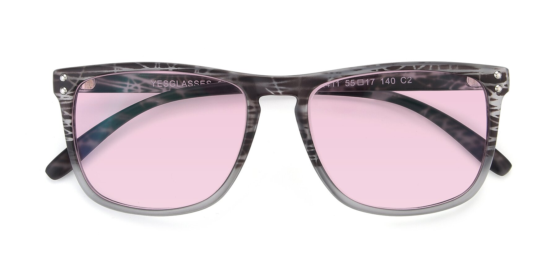 Folded Front of SSR411 in Translucent Floral Grey with Light Pink Tinted Lenses