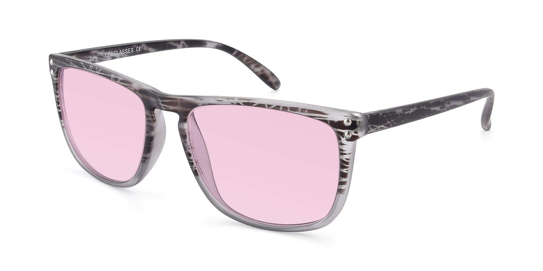 Angle of SSR411 in Translucent Floral Grey with Light Pink Tinted Lenses