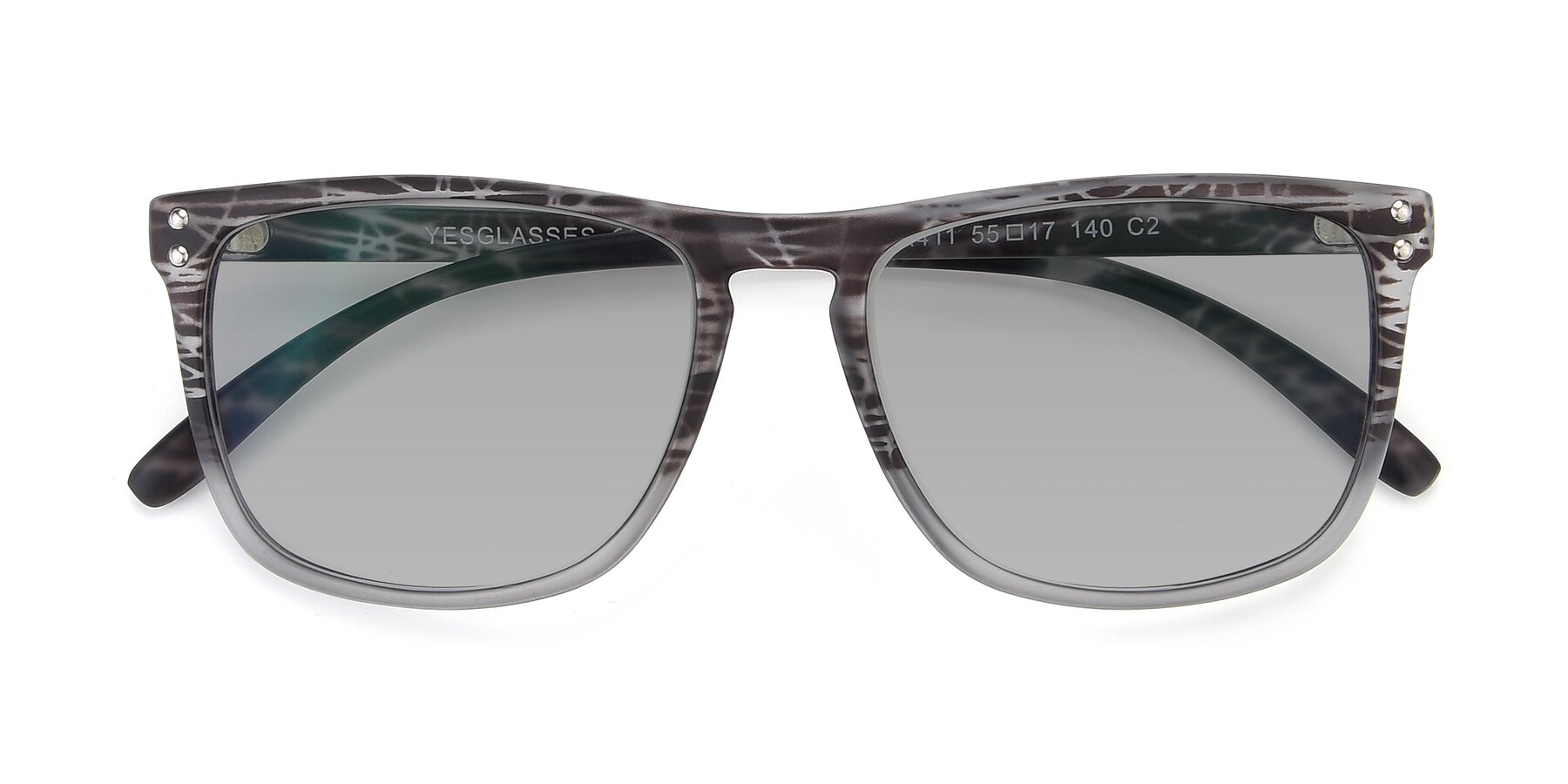 Folded Front of SSR411 in Translucent Floral Grey with Light Gray Tinted Lenses