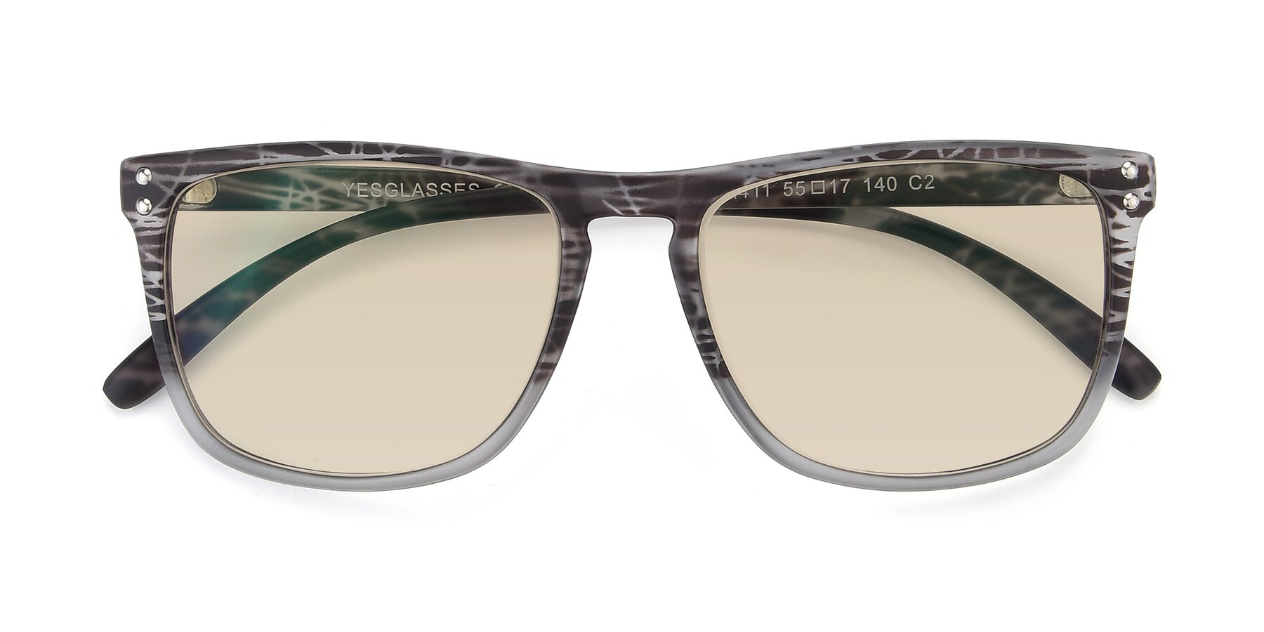 Folded Front of SSR411 in Translucent Floral Grey with Light Brown Tinted Lenses