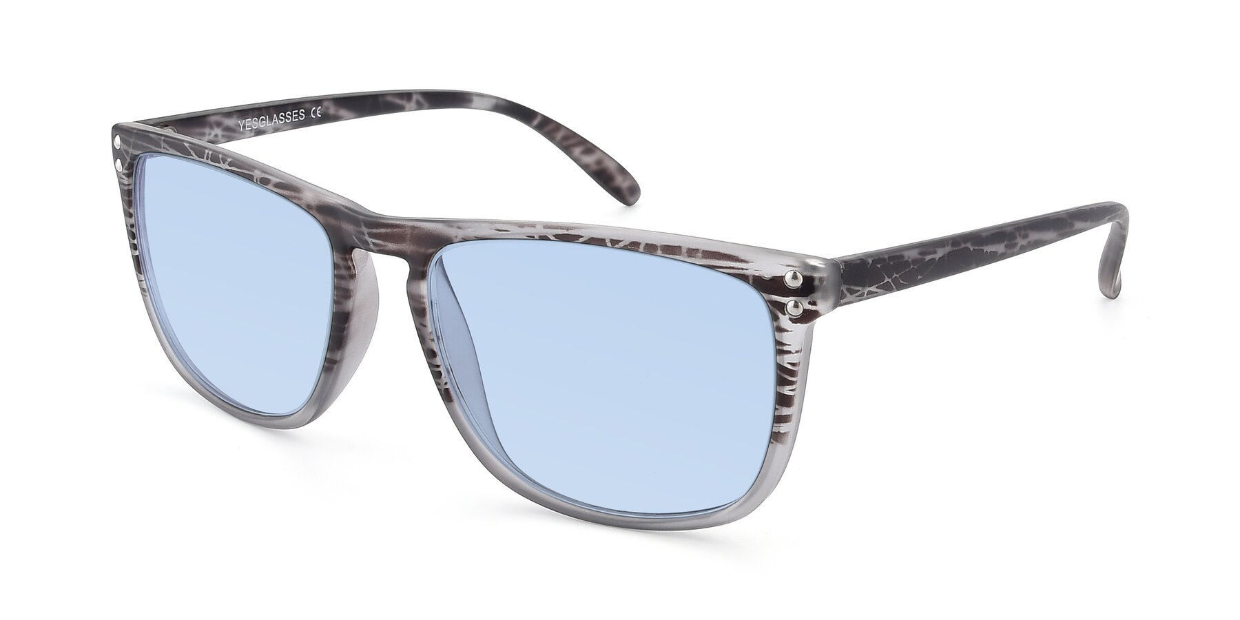 Angle of SSR411 in Translucent Floral Grey with Light Blue Tinted Lenses