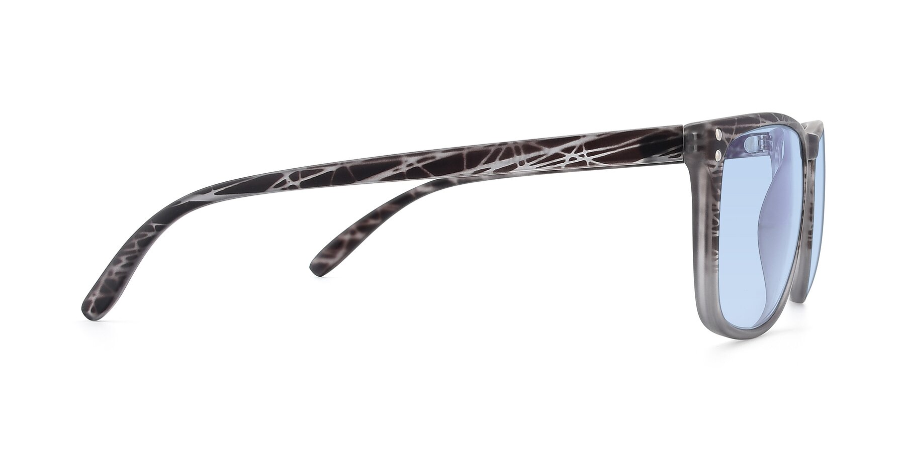 Side of SSR411 in Translucent Floral Grey with Light Blue Tinted Lenses