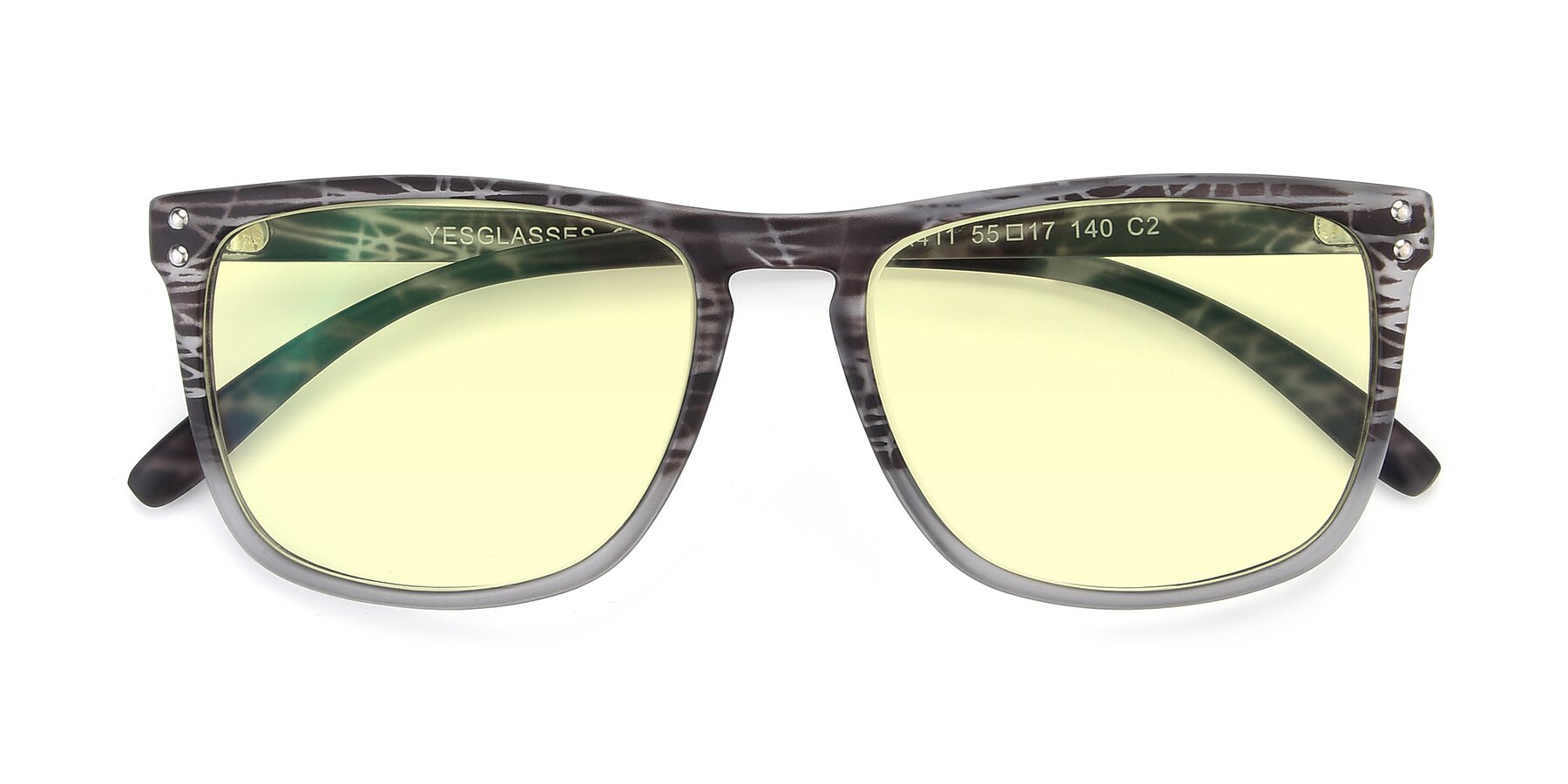 Folded Front of SSR411 in Translucent Floral Grey with Light Yellow Tinted Lenses