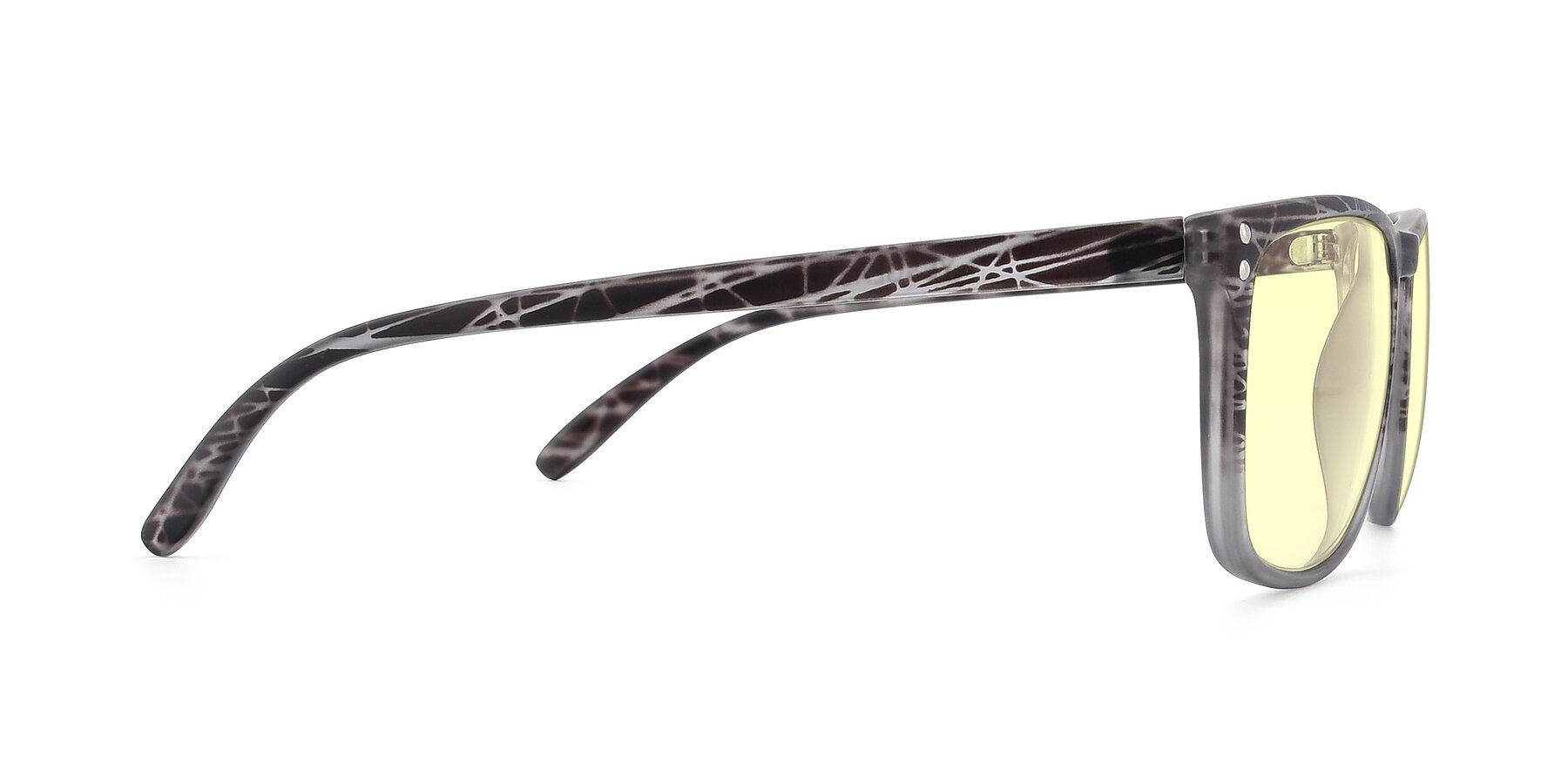 Side of SSR411 in Translucent Floral Grey with Light Yellow Tinted Lenses