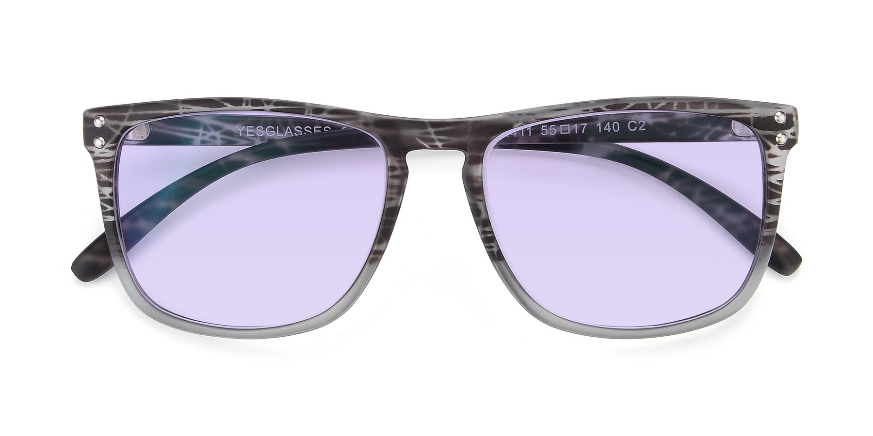 Folded Front of SSR411 in Translucent Floral Grey with Light Purple Tinted Lenses