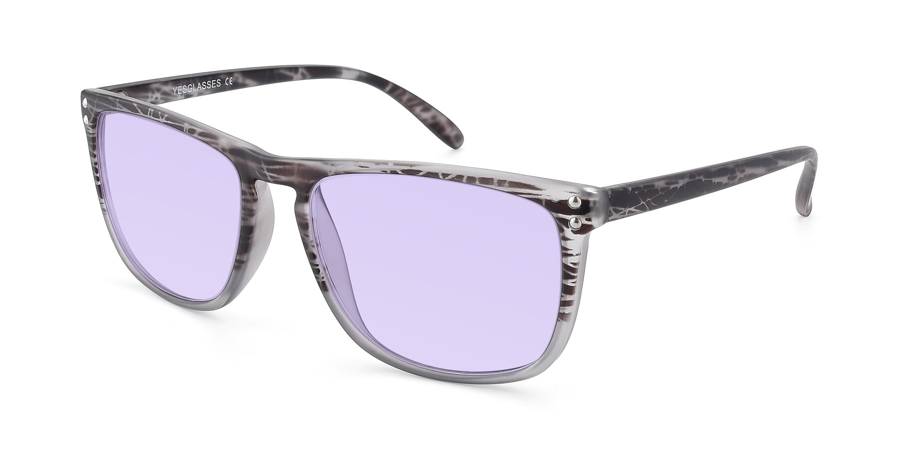 Angle of SSR411 in Translucent Floral Grey with Light Purple Tinted Lenses