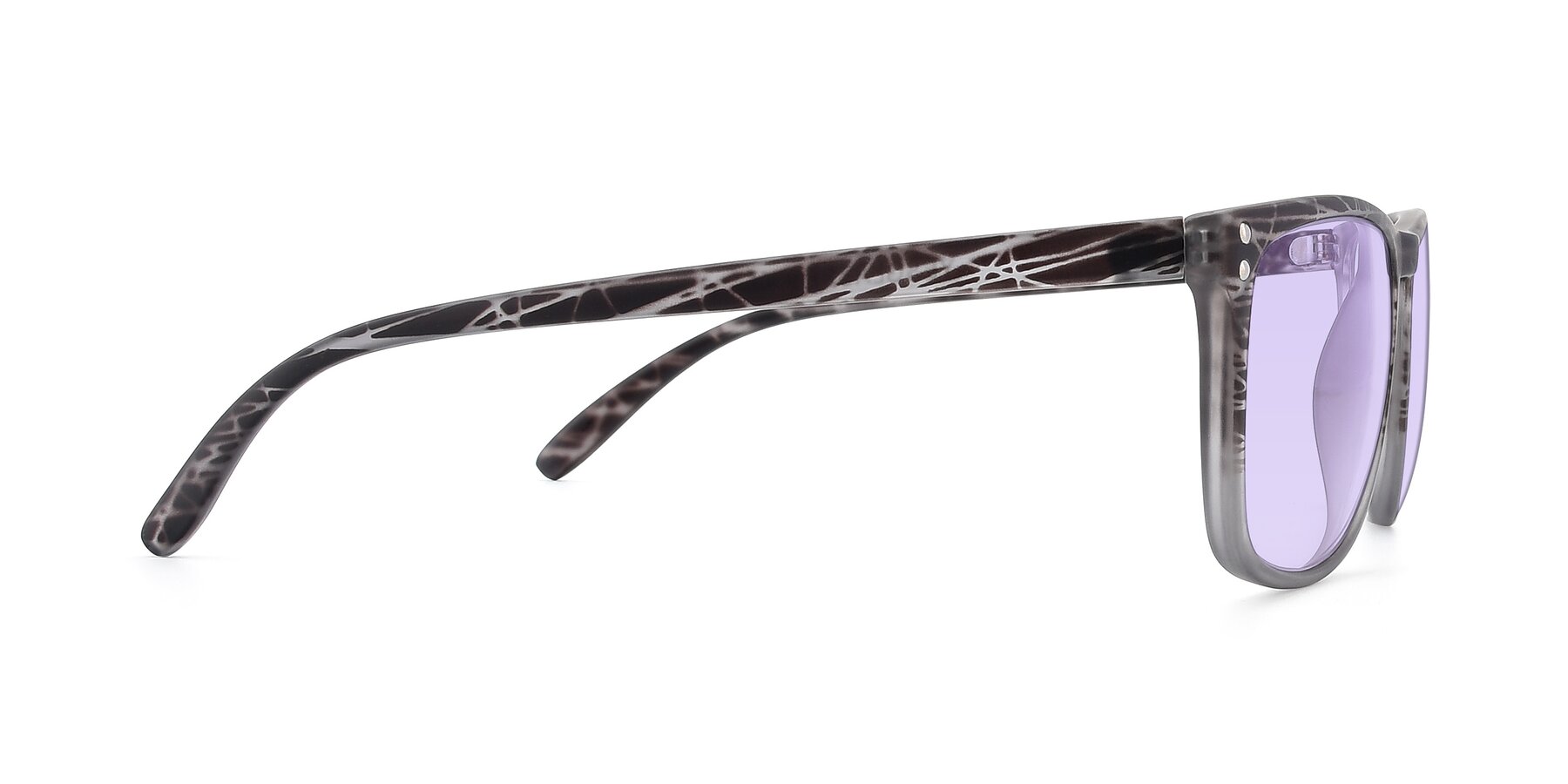 Side of SSR411 in Translucent Floral Grey with Light Purple Tinted Lenses