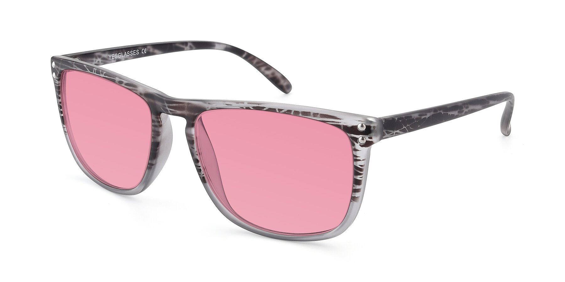 Angle of SSR411 in Translucent Floral Grey with Pink Tinted Lenses