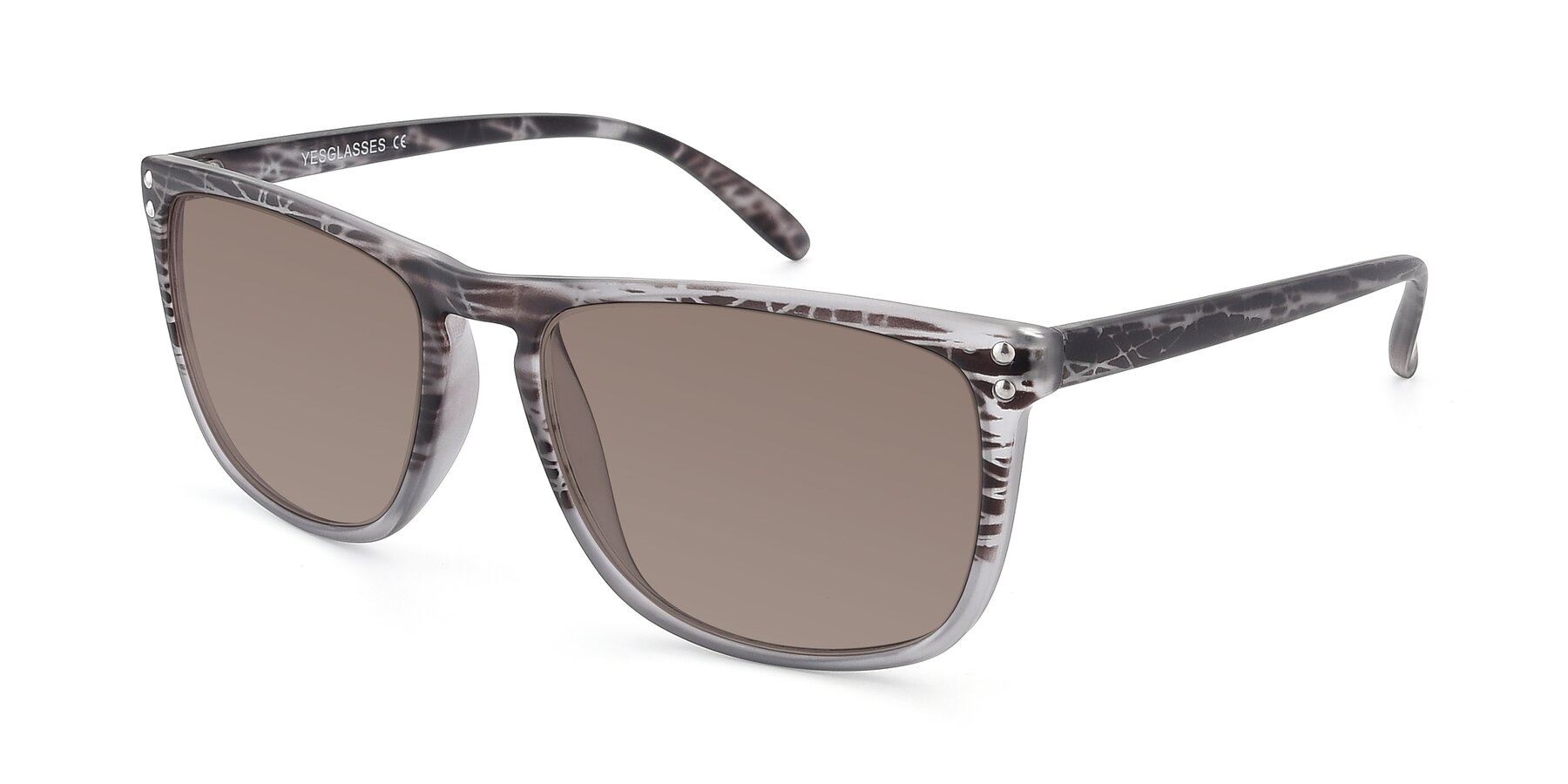 Angle of SSR411 in Translucent Floral Grey with Medium Brown Tinted Lenses