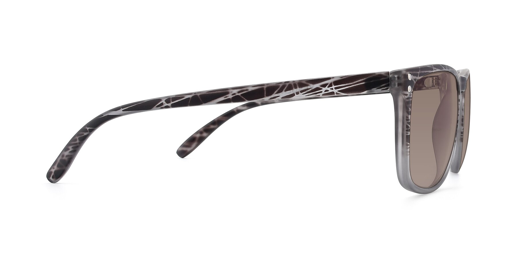 Side of SSR411 in Translucent Floral Grey with Medium Brown Tinted Lenses
