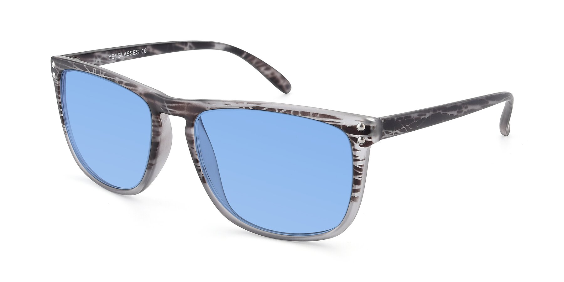 Angle of SSR411 in Translucent Floral Grey with Medium Blue Tinted Lenses