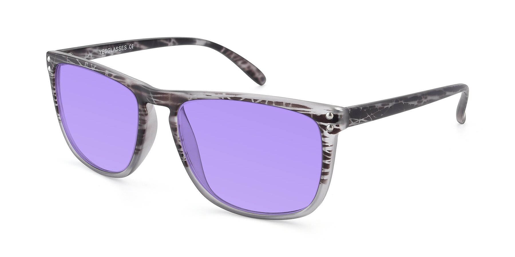Angle of SSR411 in Translucent Floral Grey with Medium Purple Tinted Lenses