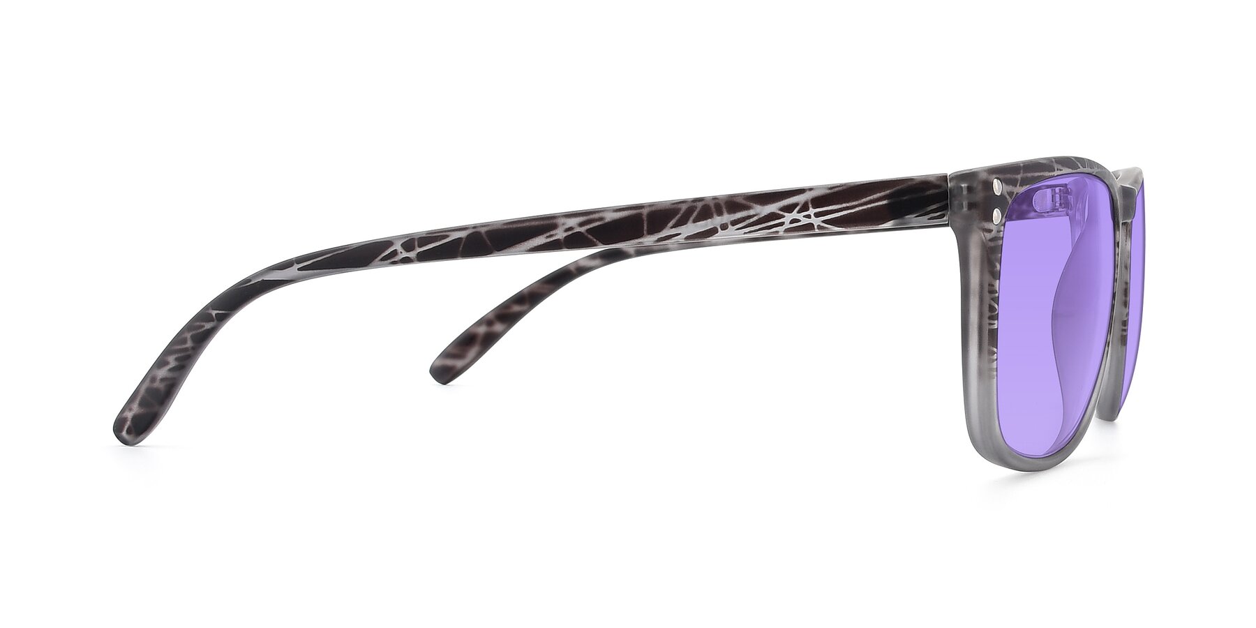 Side of SSR411 in Translucent Floral Grey with Medium Purple Tinted Lenses
