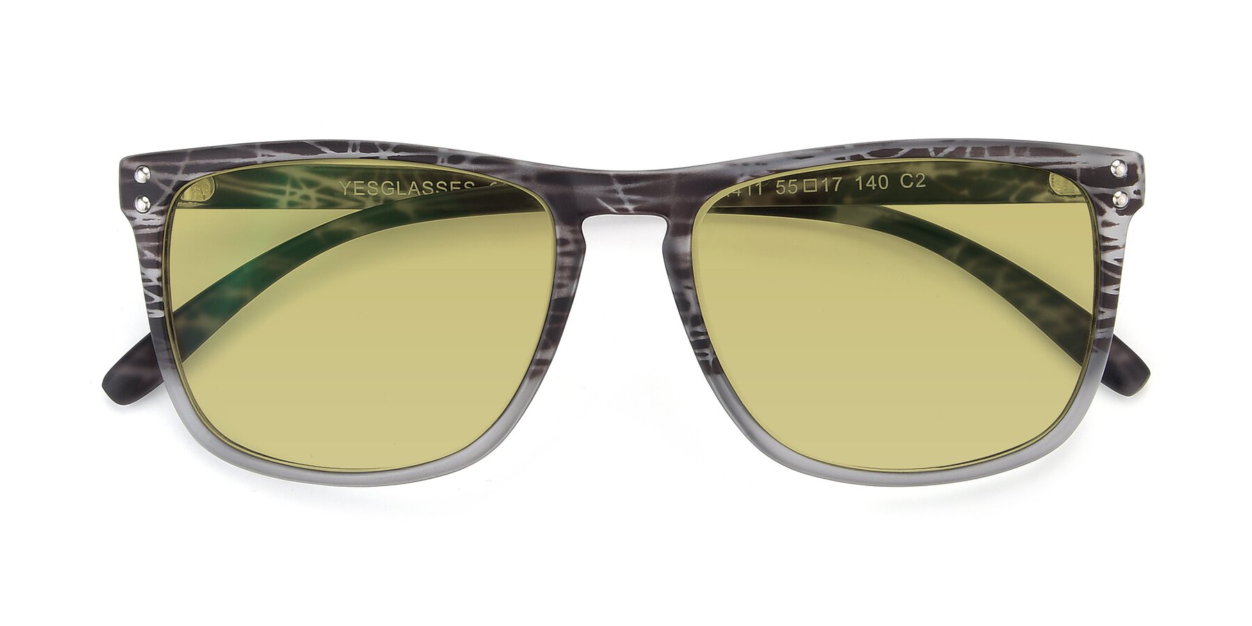 Folded Front of SSR411 in Translucent Floral Grey with Medium Champagne Tinted Lenses