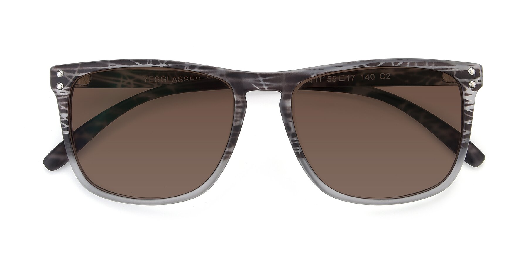 Folded Front of SSR411 in Translucent Floral Grey with Brown Tinted Lenses