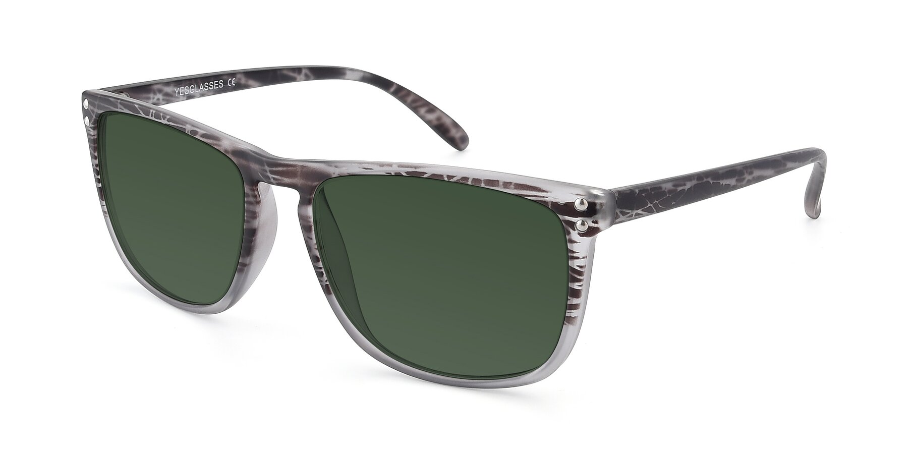Angle of SSR411 in Translucent Floral Grey with Green Tinted Lenses