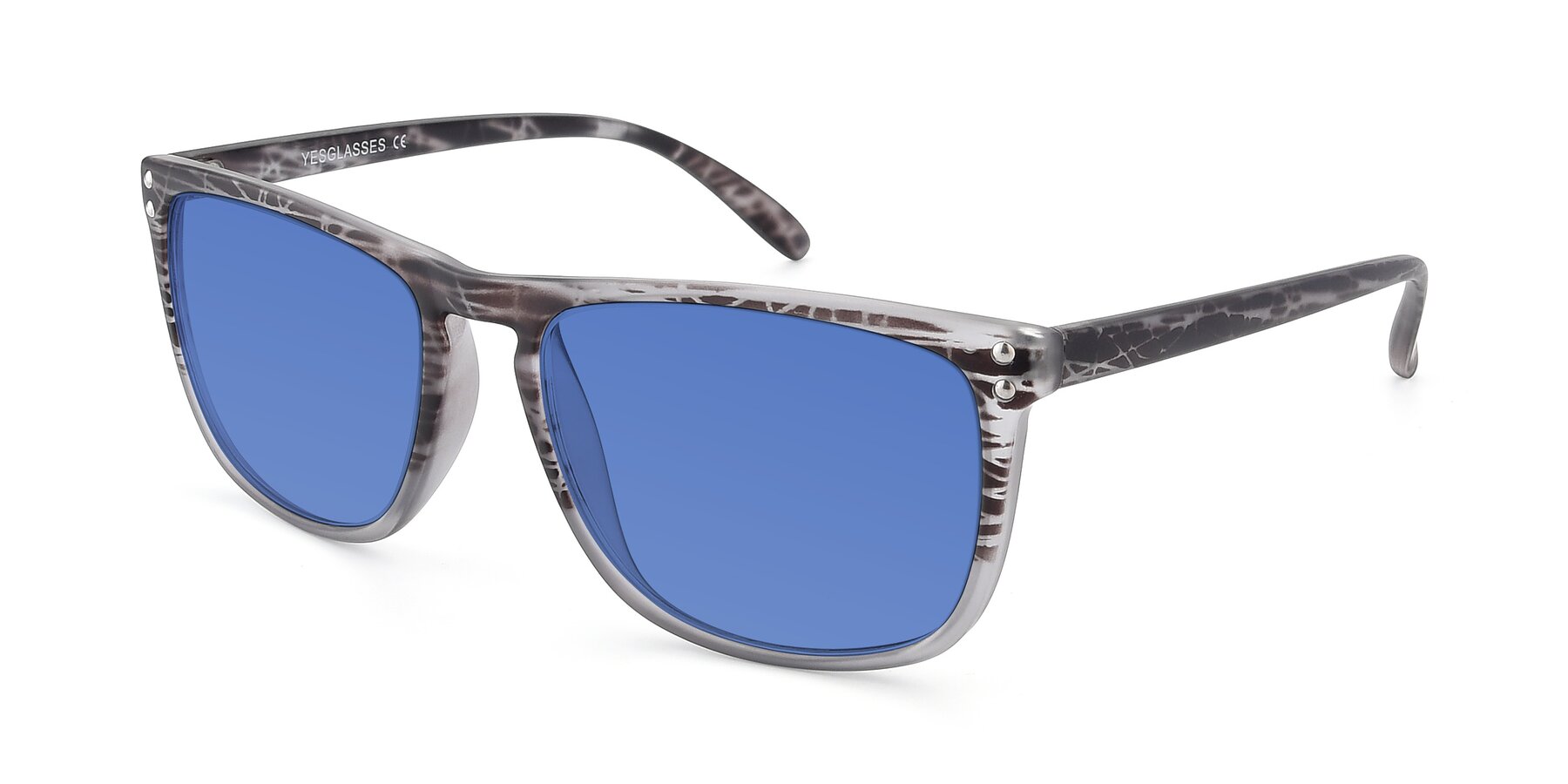 Angle of SSR411 in Translucent Floral Grey with Blue Tinted Lenses