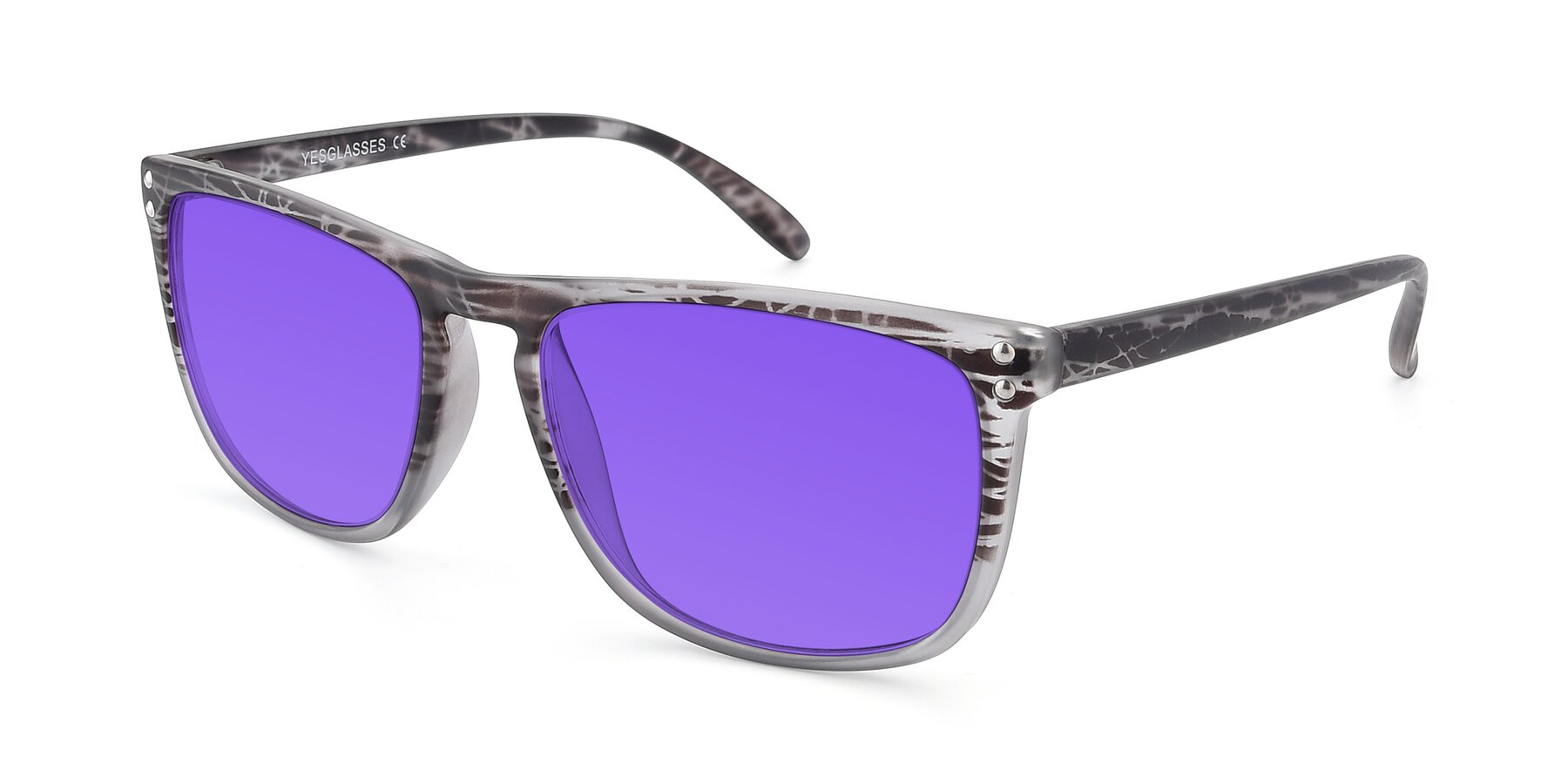 Angle of SSR411 in Translucent Floral Grey with Purple Tinted Lenses