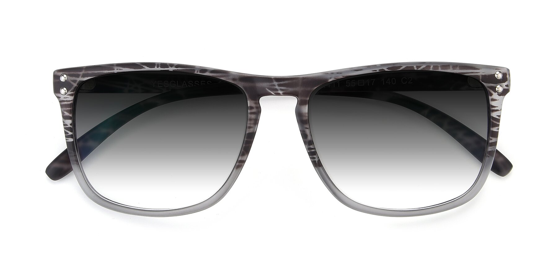 Folded Front of SSR411 in Translucent Floral Grey with Gray Gradient Lenses