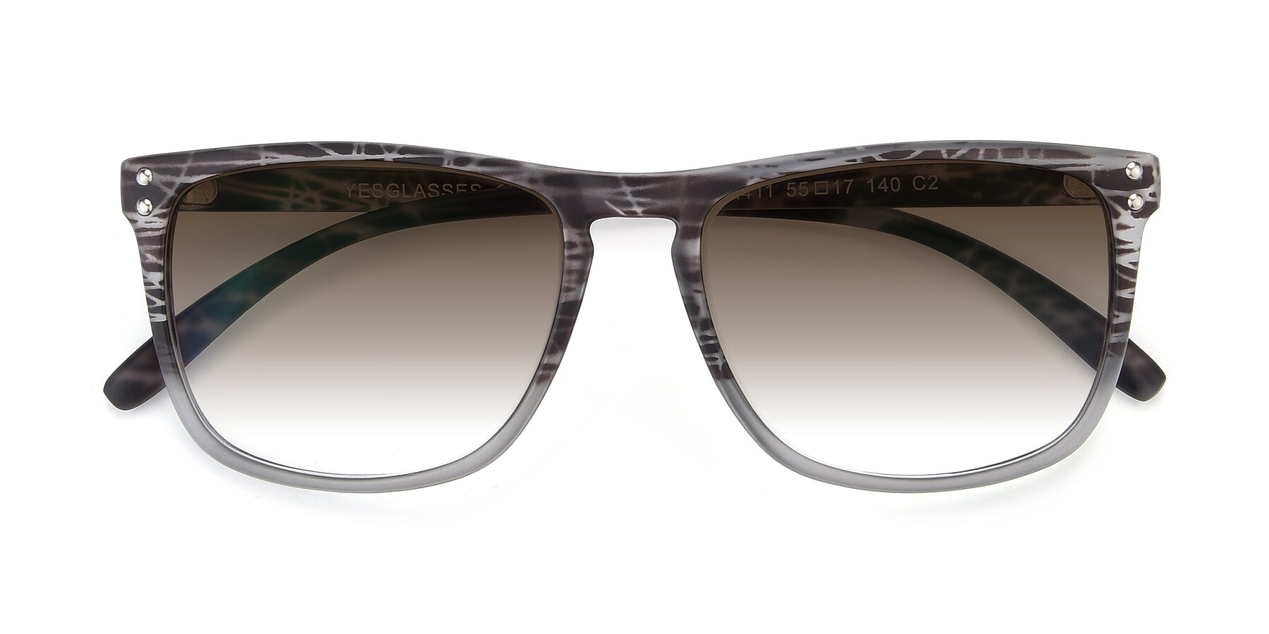 Folded Front of SSR411 in Translucent Floral Grey with Brown Gradient Lenses