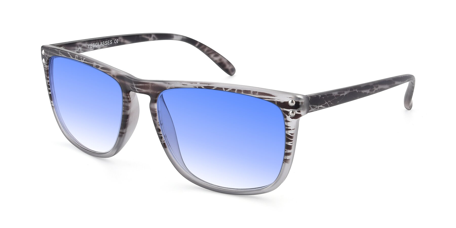 Angle of SSR411 in Translucent Floral Grey with Blue Gradient Lenses