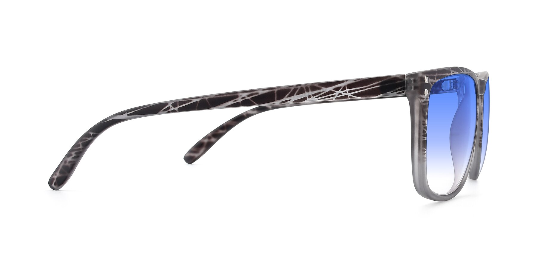 Side of SSR411 in Translucent Floral Grey with Blue Gradient Lenses