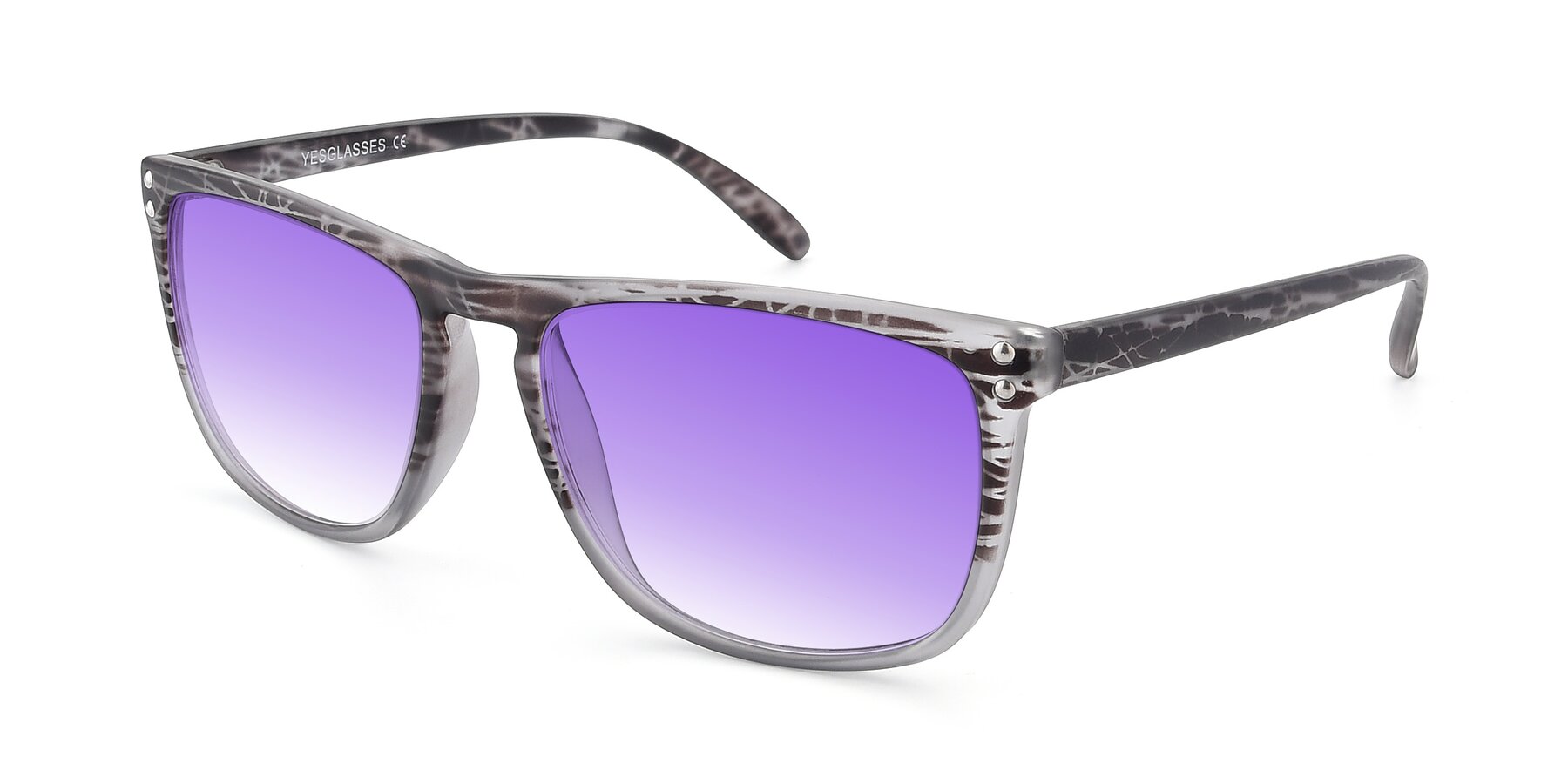 Angle of SSR411 in Translucent Floral Grey with Purple Gradient Lenses
