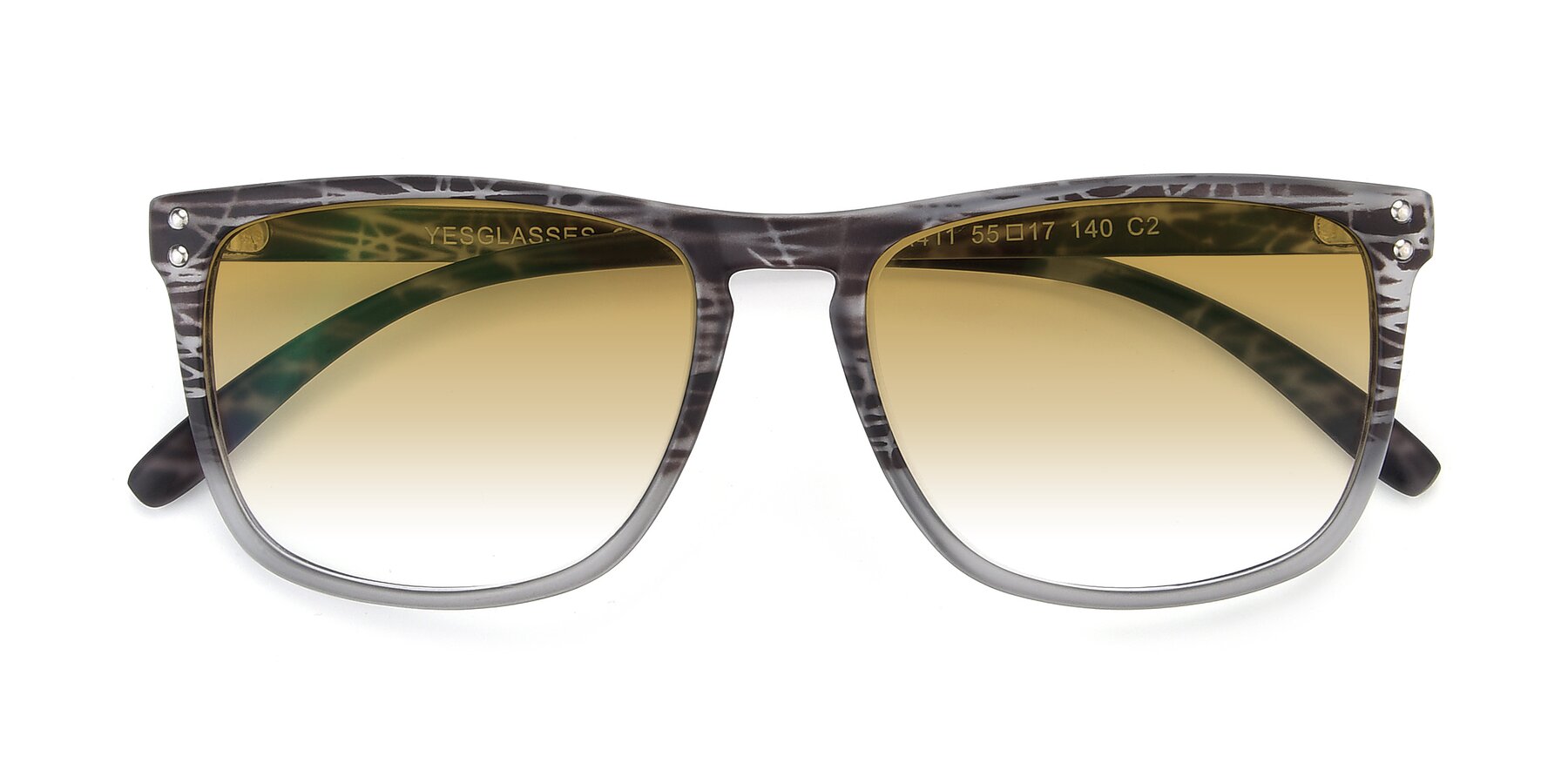 Folded Front of SSR411 in Translucent Floral Grey with Champagne Gradient Lenses