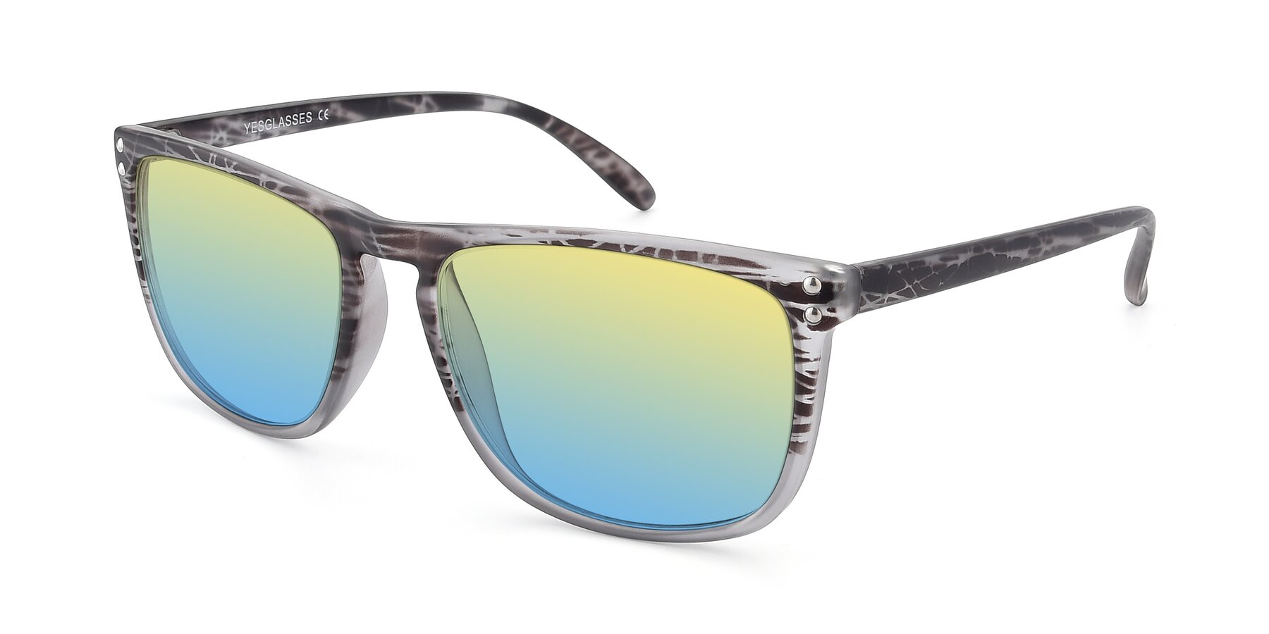 Angle of SSR411 in Translucent Floral Grey with Yellow / Blue Gradient Lenses