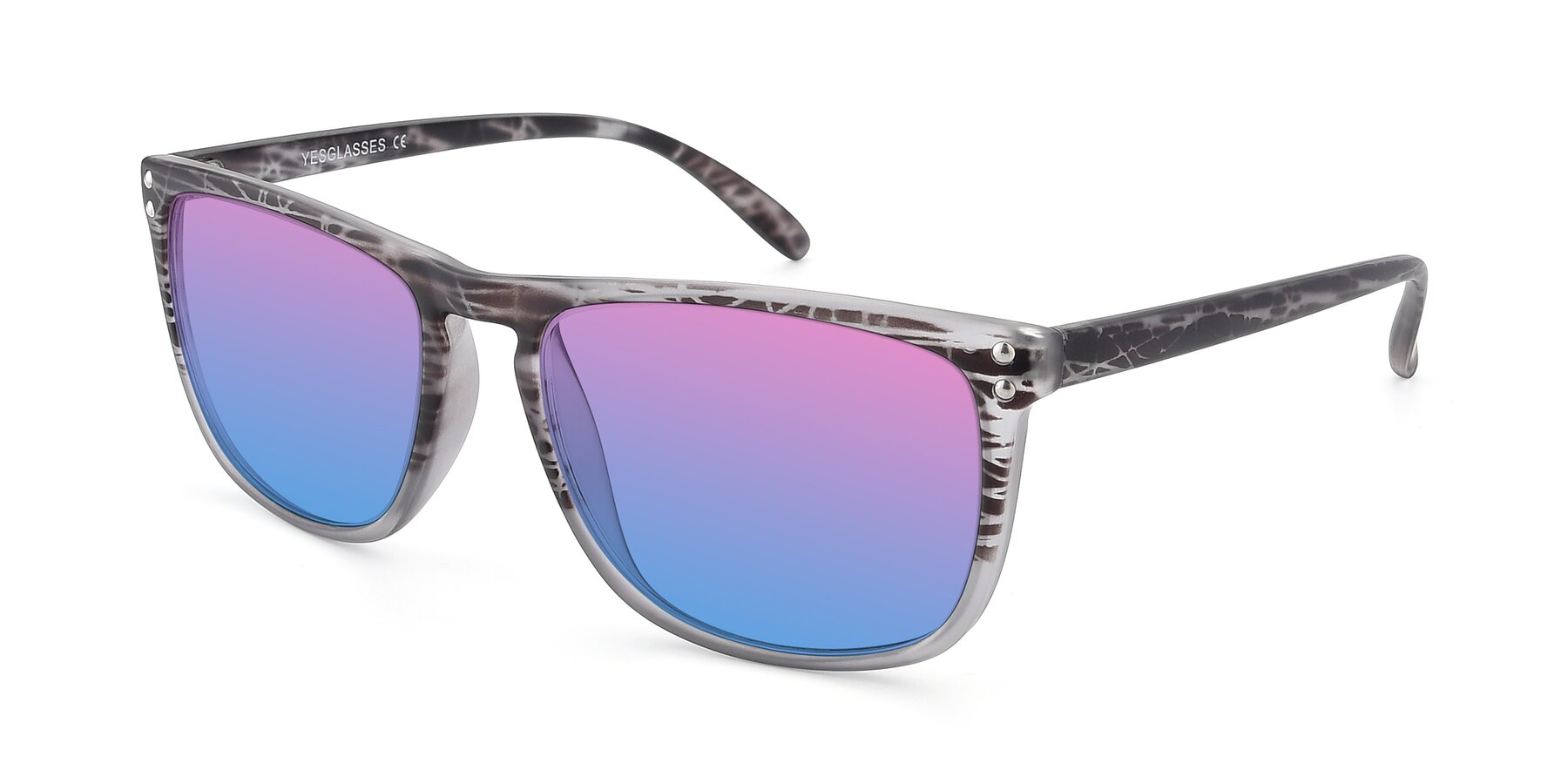 Angle of SSR411 in Translucent Floral Grey with Pink / Blue Gradient Lenses