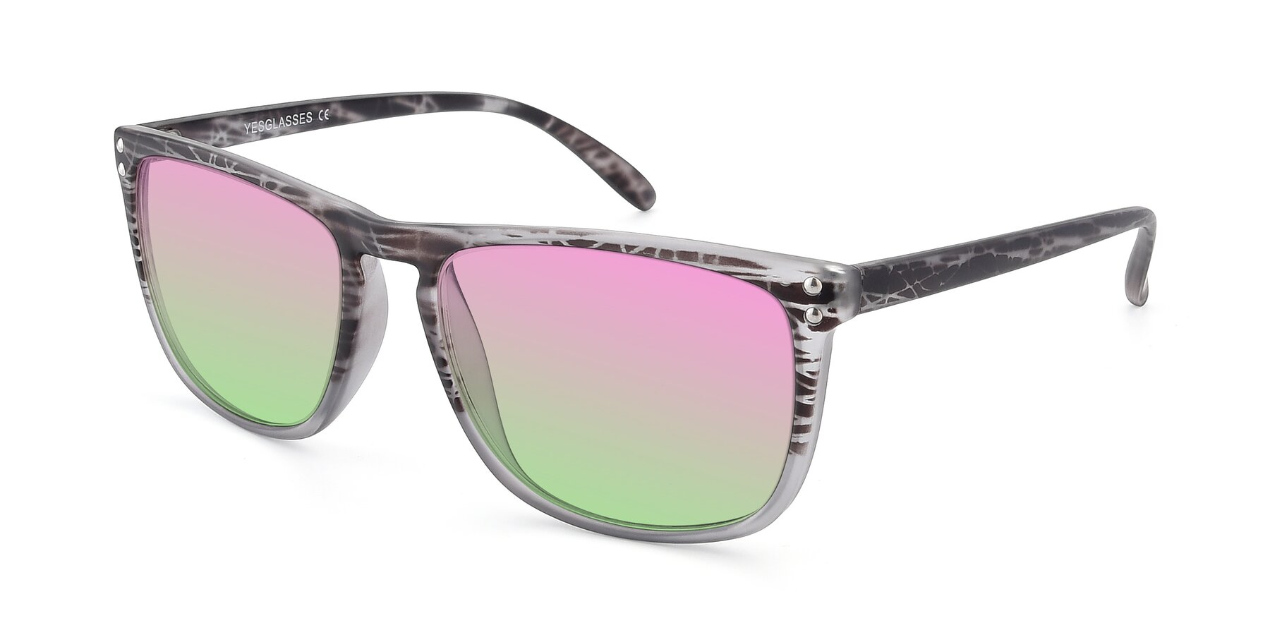 Angle of SSR411 in Translucent Floral Grey with Pink / Green Gradient Lenses