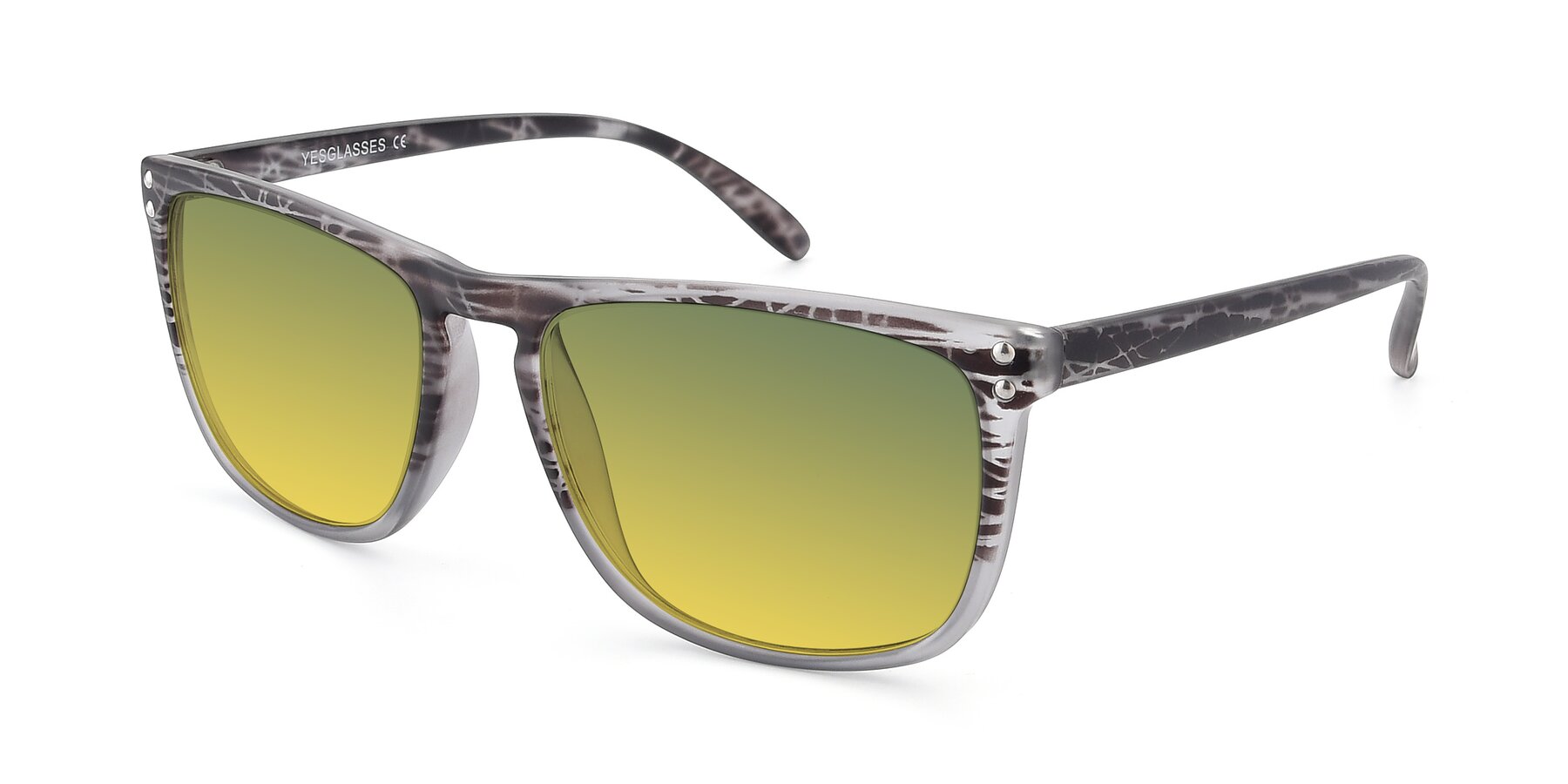 Angle of SSR411 in Translucent Floral Grey with Green / Yellow Gradient Lenses