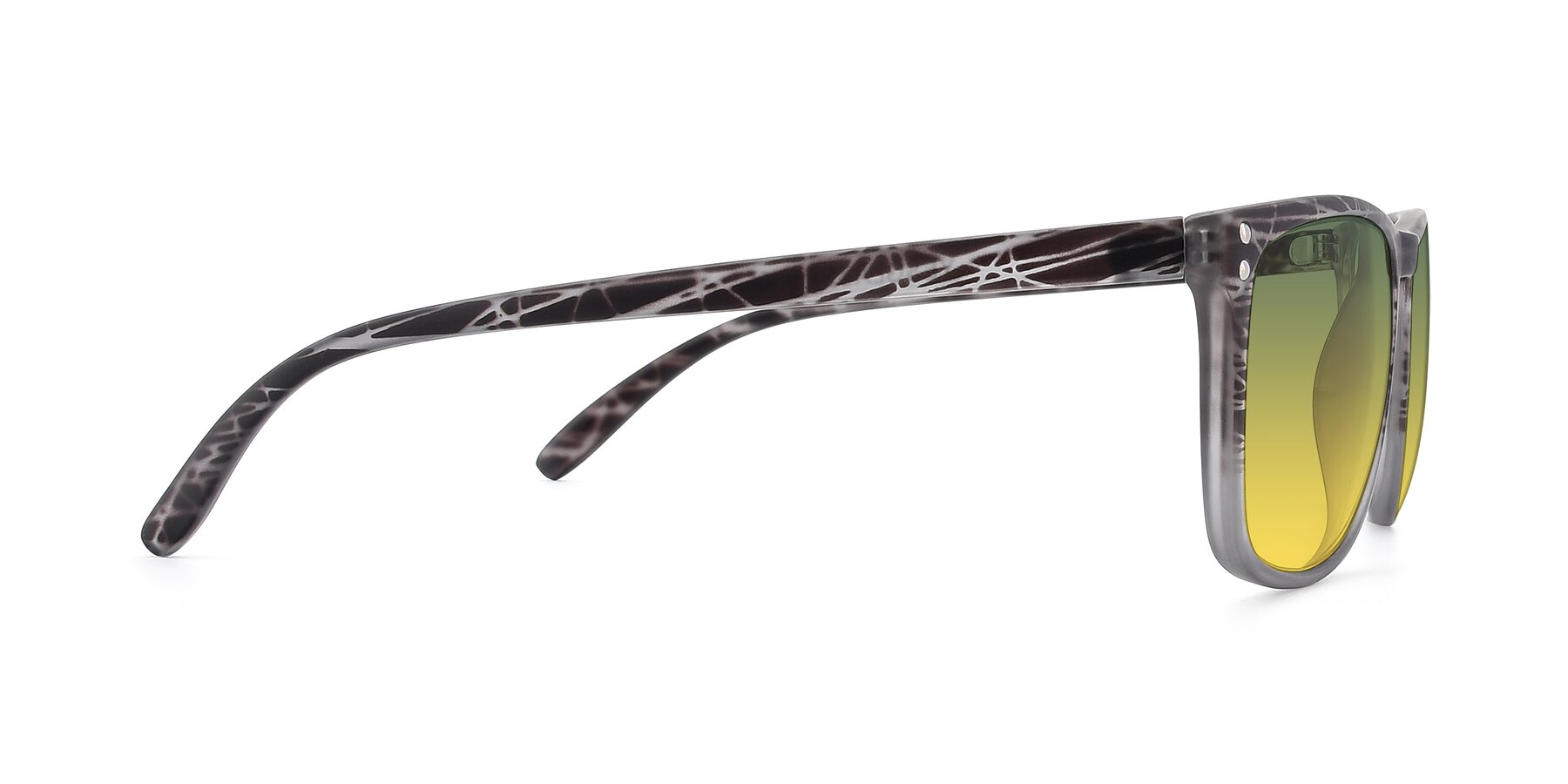 Side of SSR411 in Translucent Floral Grey with Green / Yellow Gradient Lenses