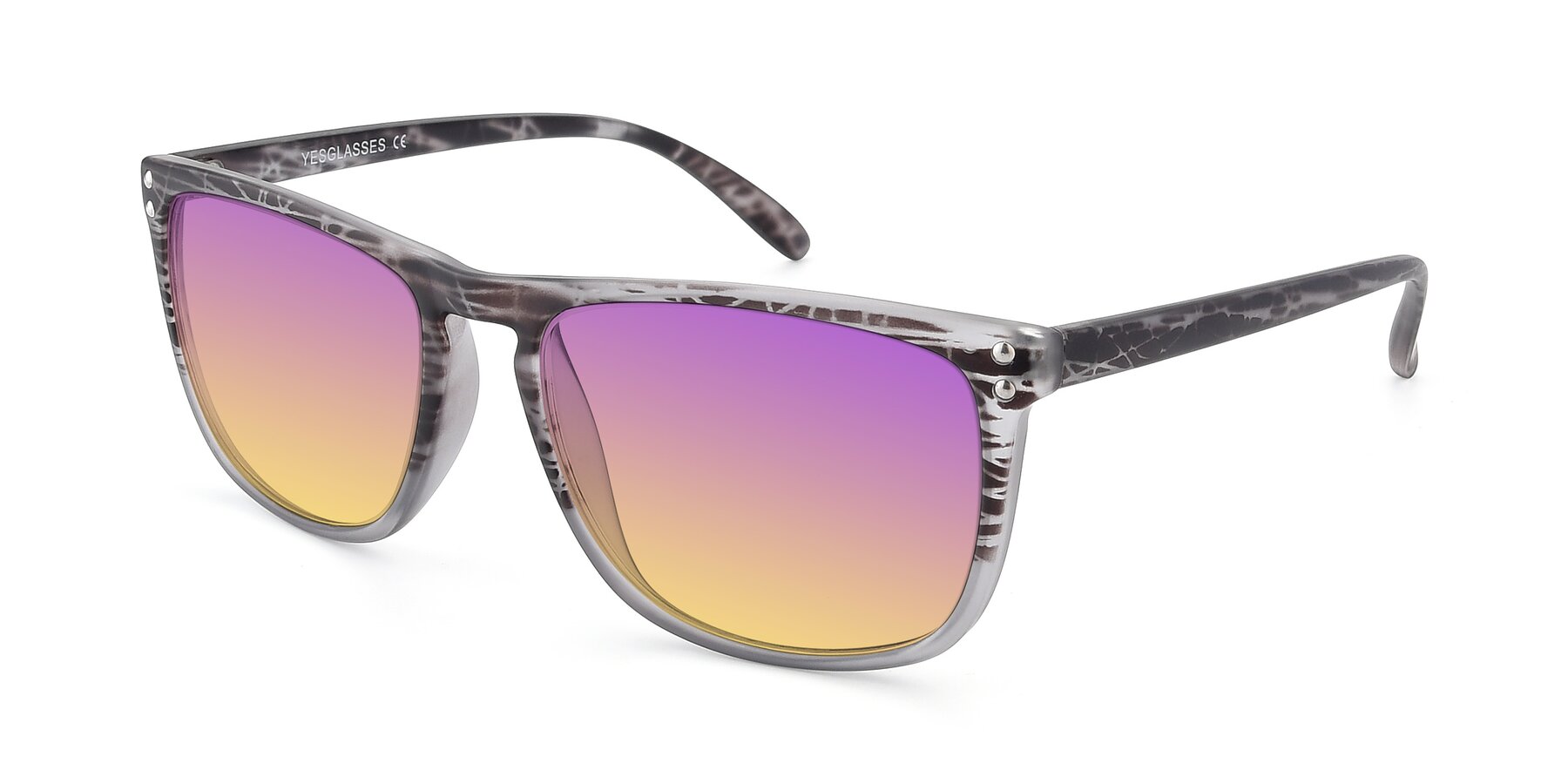 Angle of SSR411 in Translucent Floral Grey with Purple / Yellow Gradient Lenses