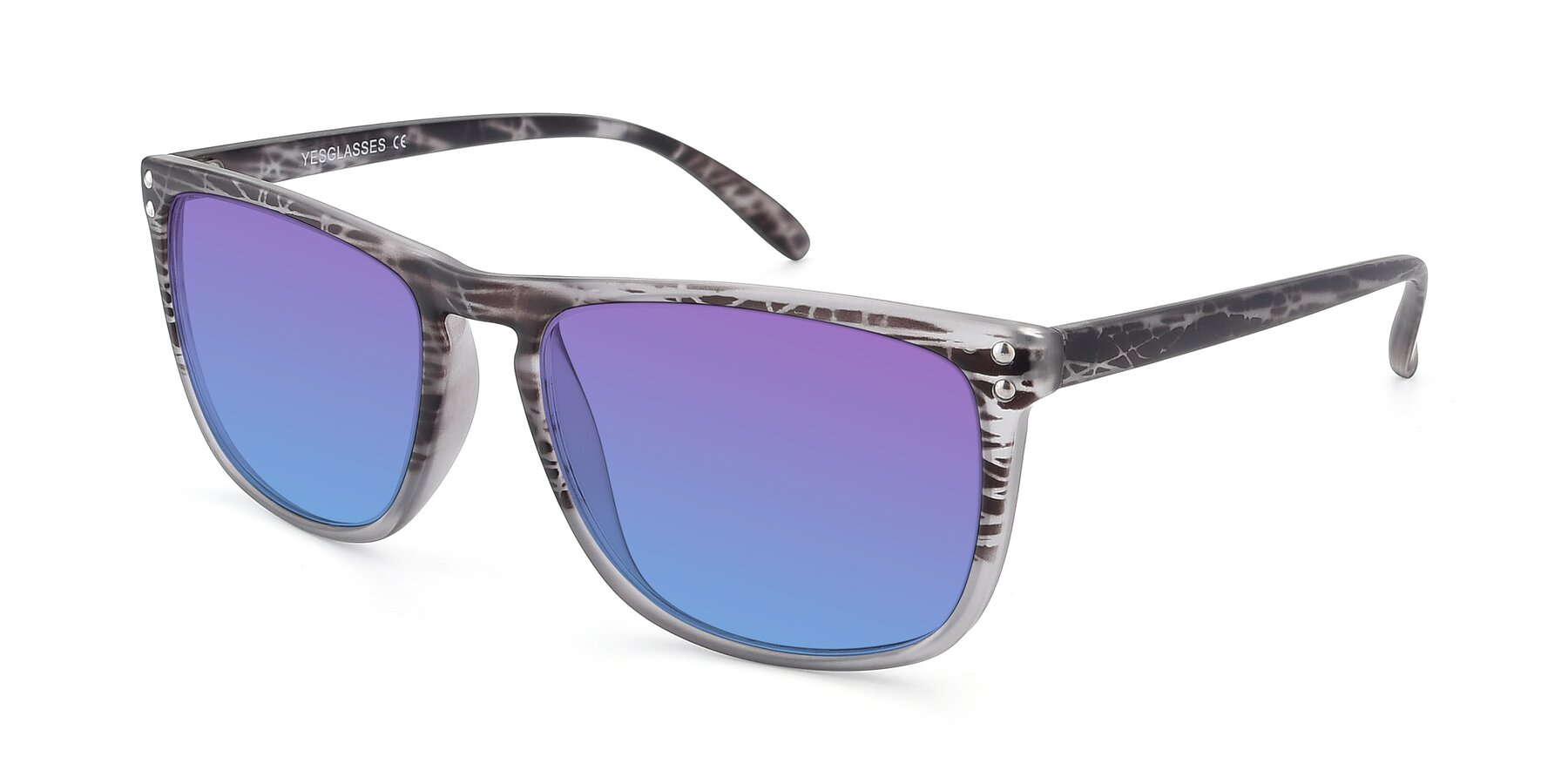 Angle of SSR411 in Translucent Floral Grey with Purple / Blue Gradient Lenses