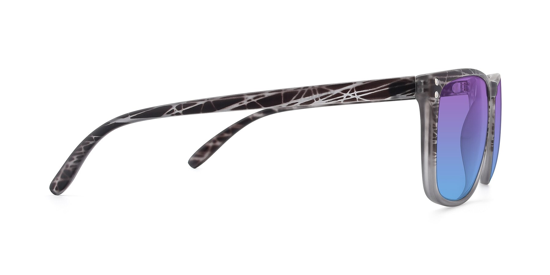 Side of SSR411 in Translucent Floral Grey with Purple / Blue Gradient Lenses